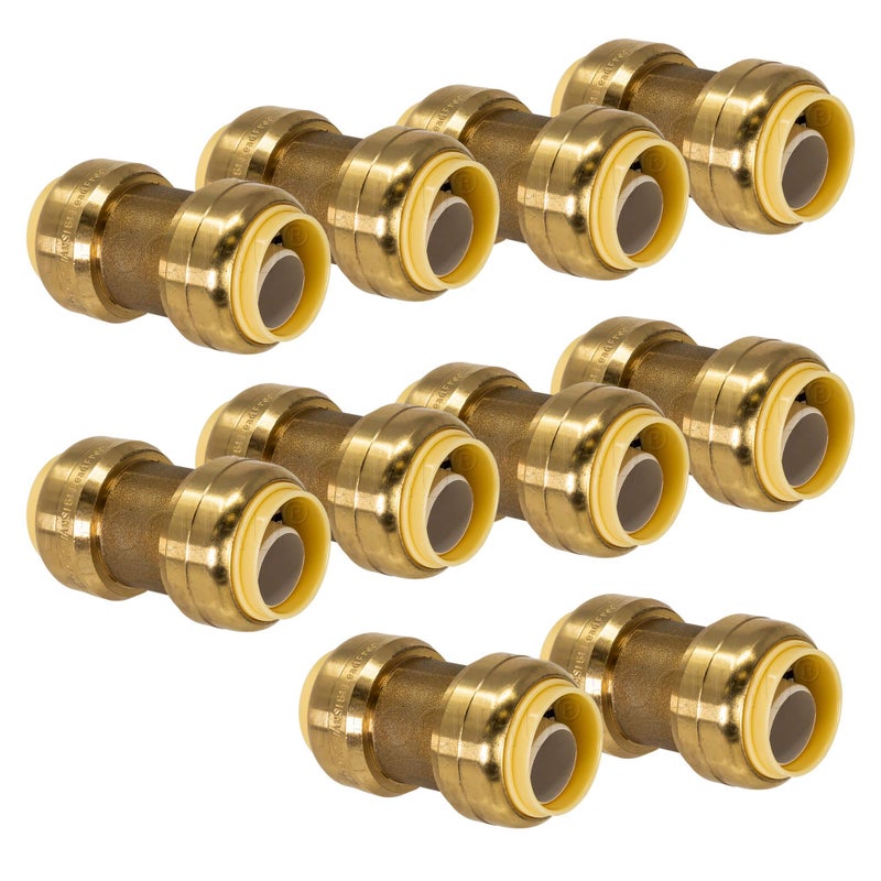PROCURU [10-Pack] PROCURU 1/2-Inch PushFit Coupling, Push-to-Connect Brass Plumbing Fitting for Copper, PEX, CPVC, PE-RT Pipe, LF Certified Safe (8X1012-10P) - Image 1